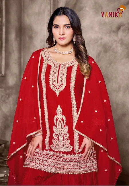 Ashima Vol 2 By Vamika Blooming Chinon Readymade Suits Exporters In India